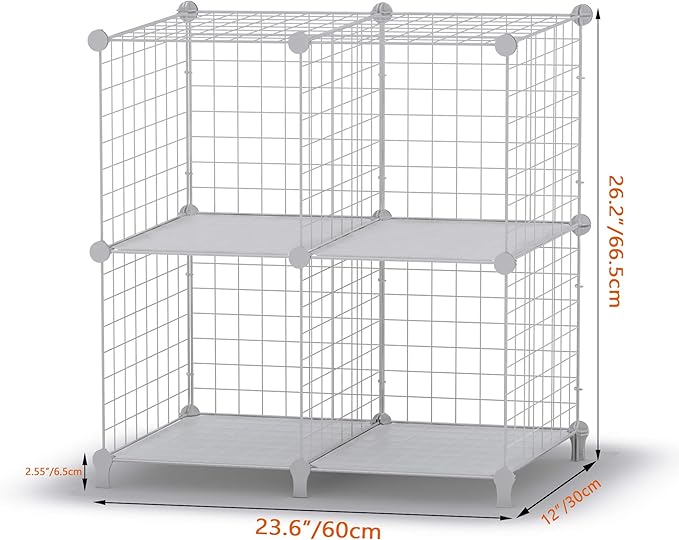 HOMIDEC Wire Cube Storage, Storage Shelves 4 Cube Bookshelf Bookcase Closet Organizer and Storage, Wire Storage Shelves Multi-Use DIY Storage Cube Shelf for Books, Toys, Clothes, Tools