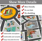 Kids Rug Play Mat Great for Playing with Cars and Toys,Educational Kid Road and Traffic City Life Carpet,Children Baby Fun Throw Rug for Bedroom Play Room,55X79Inch/140X200CM