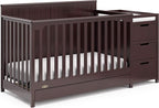 Graco Hadley 5-in-1 Convertible Crib and Changer with Drawer (Espresso) – GREENGUARD Gold Certified, Crib and Changing Table Combo with Drawer, Includes Baby Changing Pad, Converts to Full-Size Bed