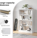 Farini 4 Shelf boockase Display Bookcase Freestanding Wooden Bookshelves for Home Office Living Room,48 Inch Height,White