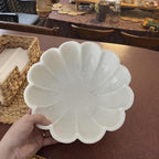 10" Large Ruffle Scalloped Bowl for Home marble decor, Handcrafted White Marble Decorative Bowl – Entryway, Kitchen Counter & Living Room kitchen counter decor