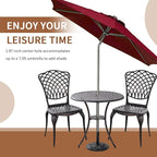 Bronze Patio Bistro Set - 3 Piece Outdoor Cast Aluminum Furniture, Large Table & Chairs, Weather Resistant, Adjustable Foot Pads, Umbrella Hole