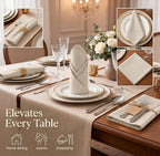 Urban Villa Cloth Napkins Cotton 20x20 (Set of 12) Beige/White