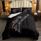 Erosebridal Boys Football Bedding Set King Size American Rugby Comforter Set for Kids Teen Men Bedroom Dorm Decor Sketch Football Athlete Comforter Ball Sports Quilt Duvet Insert 2 Pillow Cases Black