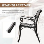 Cast Aluminum Patio Dining Set, Outdoor Bistro Set, 31.5" Round Patio Table with Umbrella Hole, 2 Patio Chairs for Yard Porch Garden Balcony
