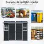 LANTRO JS Storage Shed with Floor Included, 4x8ft Outdoor Plastic Shed with 2 Windows and Lockable Door for Garden Tools, Bike
