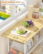 Kitchen Island with 3 Shelves, Rolling Kitchen Cart with 6 Hooks and Protective Shelf, Microwave Stand on Lockable Wheels, Bakers Rack Coffee Bar for Dining, Living Room, Outdoor, Metal Frame, White