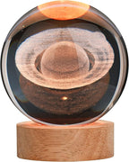 Large 3D Crystal Ball Saturn Lamp, Crystal Lamp 16 Color Changing Night Light with Remote Control for Bedroom Decor, Birthday Gift for Teens Boys and Girls, Saturn Model