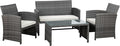 Shintenchi 4-Piece Patio Furniture Set, Outdoor Wicker Patio Conversation Furniture Set with Cushions and Tempered Glass Tabletop for Lawn Backyard Pool Garden,Beige