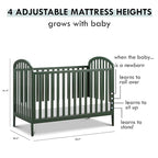 DaVinci, Beau 3-in-1 Convertible Crib in Forest Green, Greenguard Gold Certified