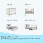 Graco Teddi 4-in-1 Convertible Mini Crib with Bonus Water-Resistant Mattress (Natural with White) – GREENGUARD Gold Certified, 2.75-Inch Mattress Included, Convenient Size, Easy 30-Minute Assembly