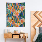 ICMOLYYENLO Boho Green Leaves Tapestry, Mid Century Abstract Tropical Palm Leaves Modern Minimalist Geometric Wall Hanging, Neutral Home Decor Art for Living Room Bedroom Dorm 60x80 Inch