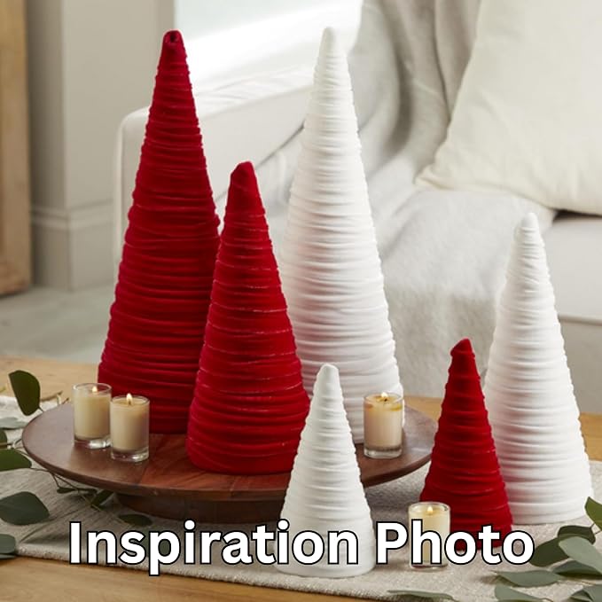Your Heart's Content Light Ivory Velvet Trees Set of 3, Classic Valentine Tree Tabletop, Winter White Wedding Centerpiece, Elegant Tablescape, Cozy Mantel Accent (Light Ivory)