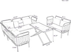 5-Piece Outdoor Patio Sectional L-shaped Sofa Set, Woven Rope Conversation Furniture with Loveseat, Corner Couch, Glass Coffee Table and Removable Cushions, Onesize, Black+Gray