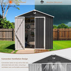 8X6 FT Outdoor Storage Shed, Metal Garden Shed - Tool Storage Sheds with Lockable Doors, Waterproof Outside Storage Building for Backyard, Patio (Black; Floor Not Included)