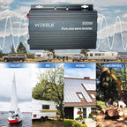 WZRELB 500W Pure Sine Wave Inverter 24VDC to 120VAC Solar Power Converter Truck RV Home LCD Display