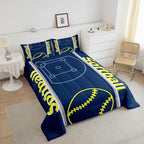 Feelyou Kids Softball Comforter Set Queen Size Sports Game Bedding Set for Boys Girls Teens Bedroom Decor Baseball Comforter Softball Gaming Theme Duvet Set with 2 Pillow Case