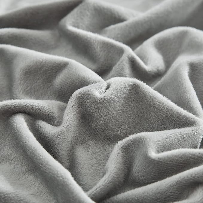 Wellboo Grey Velvet Comforter Sets Queen Size Women Men Solid Gray Fluffy Bedding Comforters Modern Dark Grey Plush Aesthetic Quilts Plain Gray Shaggy Dorm Blankets Minimalist Flannel Thick Sherpa Bed