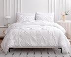 LANE LINEN Twin XL Comforter Set, 5 Piece Twin XL Bedding Set, Pintuck Twin XL Bed in a Bag, Twin XL Bed Set, Twin XL Bed Comforter Set with Sheets, Pillowcase & Sham, Bedding Comforter Sets - White