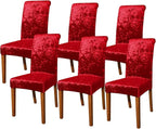 FORCHEER Chair Covers for Dining Chairs Set of 6,Velvet Burgandy Stretch Dining Room Chair Cover Kitchen Parsons Chair Slipcovers (Pack of 6, Velvet Burgandy)