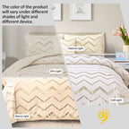 Girls Comforter Set Twin Size Cream Bedding Set Cute Metallic Gold Bed Comforter 3 Piece Lightweight Microfiber Comforter for Kids Teen