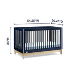 Delta Children babyGap Tate 4-in-1 Convertible Crib + Brannan Bear Bookcase with Bins + Brannan Bear Wall Shelf with 4 Hooks, Navy/Natural (Bundle)