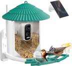 Bird Feeders for Outdoors, Smart Bird Feeder with Camera Solar Powered, AI Species Identification, 3K Video Live Stream Camera, 5Mp HD Night Vision, Instant Arrival Alerts (Light Green)