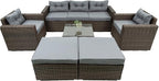 6-Piece Outdoor Rattan Patio Furniture Set, Wicker Sectional Sofa with Removeable Cushions and Tempered Glass Table Top, Conversation Couch for Garden Yark Lawn Backyard, Onesize, Brown