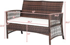 Outvita 4 Pieces Patio Furniture Set, Rattan Conversation Sets with Loveseat Soft Cushion and Glass Table for Garden Backyard Balcony Porch Poolside (Brown)