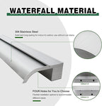 Waterfall Spillway, Stainless Steel Pool Fountain w/Top Open Lip & Pipe Connector Kits for Outdoor/Indoor Decorative, 35.4'' Pool Water Feature for Garden Patio, Backyard Koi Pond Decor