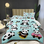 Bodhi Cartoon Cute Panda Comforter Set Twin for Boys Girls Kids Teens Soft Microfiber Animal Theme Panda Bedding Set Twin Size 3D Panda Comforter Set 1 Comforter+1 Pillow Shams #4007