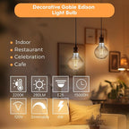 G125 LED Filament Bulb,4W Dimmable E26,2200K Amber Glass,4 Pack | Decorative Oversized Edison Bulb, Squirrel Cage Filament, Dim, For Indoor & Outdoor Cafe, Hotel, Kitchen & Dining Room Decor