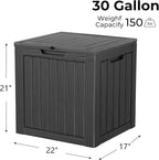 30 Gallon Black Resin Deck Box - Lockable, Waterproof Outdoor Storage for Patio Cushions, Garden Tools & Package Delivery - UV-Resistant Utility Container for Porches, Balconies