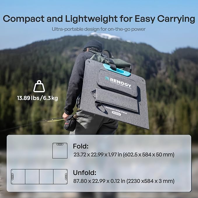 Renogy 200W Portable Solar Panel, IP65 Waterproof Foldable Solar Panel Power Backup, Solar Charger for Power Station RV Camping Off Grid