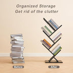5 Tier Tree Bookshelf, Wisdom Tree Bookshelf, Modern Corner Book Shelfe, Small Bookshelf for Small Spaces, Utility Organizer for CDs/Books/Home Office/Living/Bedroom Room-Black