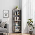 TUTOTAK 5 Tier Bookcase and Bookshelf, Narrow Book shelf with Door for Small Space, for Living Room, Office, Study, Entryway, Greige BS03BG005