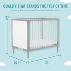 Lucas Mini Modern Crib with Rounded Spindles, 39"L x 25.5"W x 33"H