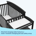 Graco Benton 4-in-1 Convertible Crib and Changer (Black) – GREENGUARD Gold Certified, Crib and Changing -Table Combo, Water-Resistant Changing Pad, Converts to Toddler Bed, Daybed & Full-Size Bed