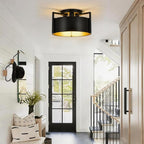 Black Semi Flush Mount Ceiling Light, 15'' Modern Farmhouse Hallway Entryway Light Fixtures Ceiling Mount, 3-Light Rustic Foyer Lighting Fixtures Ceiling lights for Kitchen Island Bedroom Dining Room