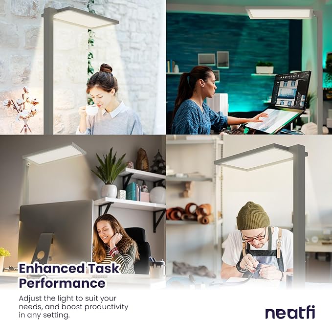 Neatfi 7000 High-Lumens Premium LED Desk Lamp - Touch Controlled, Clamp-on, UltraBright, 4000K Color Temperature, 70W Dimmable Light, Adjustable Head for Home Office and Study (25 Inches, Gray)