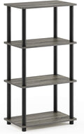 Furinno Turn-N-Tube No Tool 4-Tier Storage Shelf, Narrow, French Oak Grey/Black