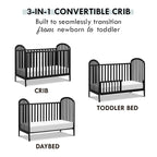 DaVinci Beau 3-in-1 Convertible Crib in Ebony, Greenguard Gold Certified