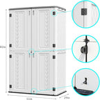 HOMSPARK Storage Shed Weather Resistance, Multi-Purpose Outdoor Storage Cabinet Waterproof, Outdoor Storage Cabinet for Garbage Cans, Lawnmower, Garden Accessories (Off White, Tall shed-53 cu ft)