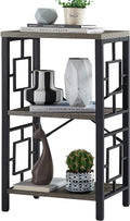 Small Bookshelf, 3 Tier Vintage Industrial Small Bookshelf for Small Spaces, Freestanding Open Shelf Bookcase, Versatile Bookshelf for Home Office, Bedroom & Living Room, Grey