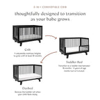 Babyletto Hudson 3-in-1 Convertible Crib with Toddler Bed Conversion Kit in Black, Greenguard Gold Certified