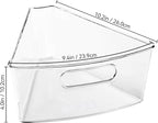 Oubonun Lazy Susan Organizers Set of 4, 10.2”x 9.4”x 4” Plastic Transparent Kitchen Cabinet Storage Bins with Handle, 4" Deep Container, 1/8 Wedge - Food Safe, without BPA