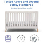 Delta Children Essex 4-in-1 Convertible Baby Crib, Bianca White with Natural Legs + Delta Children Twinkle Galaxy Dual Sided Recycled Fiber Core Crib and Toddler Mattress (Bundle)