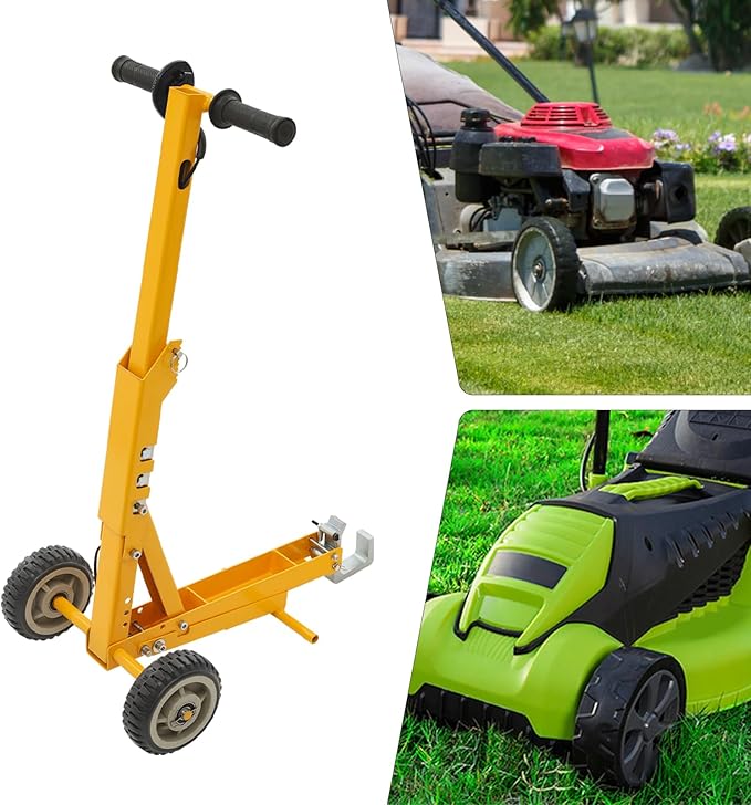 Lawn Mower Lift, 800Lbs Lawn Mower Lift Carbon Steel Manual Lift Jack Lawnmower Lift Tool Adjustable Lawnmower Lifts w/Wheel for Garden Tractors All-Terrain Maintenance and Repair(800LBS)
