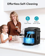 EUHOMY Countertop Ice Maker Machine with Handle, 26.5lbs Per Day, 9 Ice Cubes Ready in 6 Mins, Auto-Cleaning Portable Ice Maker with Basket and Scoop, for Home/Kitchen/Camping/RV (Black)