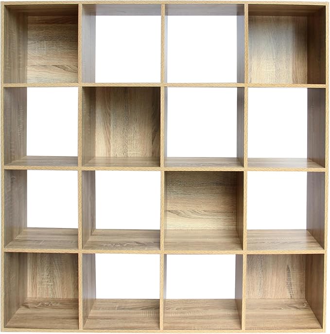 PACHIRA E-Commerce 16 Cube Closet Cabinet, Unit Shelf, Wooden Storage Cube, Bookshelf File Organizer Rack in Living Room, Bedroom, Study, each cube 11.22", OAK